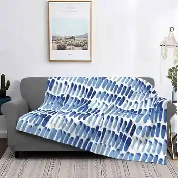 Проливной дождь, ручная роспись синим акварельным узором. Супер Теплые мягкие одеяла, наброшенные на диван / кровать / дорожный рисунок, ручная роспись