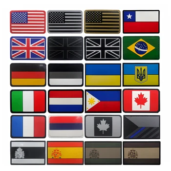 Нашивки с флагами из ПВХ Великобритании, Германии, Франции, Чехии, Испании, Украины, России, США, военный тактический значок с крючком, 3D резиновые аппликации для одежды