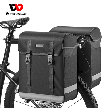 WEST BIKING 33L Велосипедная корзина большой емкости, двухсторонняя сумка для багажника велосипеда, дорожный велосипед MTB, Дорожная сумка для багажа