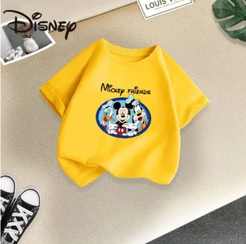 Детская одежда Disney Микки Маус 2023 Летняя детская одежда модная Детская одежда Футболка с круглым вырезом и коротким рукавом Part II