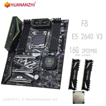 Комбинированный комплект материнской платы HUANANZHI F8 LGA2011-3 DDR4 Xeon E5 2640 V3 и 16 ГБ = 8 ГБ * 2шт Комплект материнской платы с памятью 3200 МГц