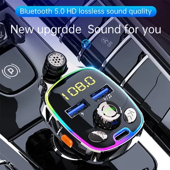 Автомобильный FM-Передатчик Bluetooth 5,0 Беспроводной Аудиоприемник Громкой Связи Автоматический MP3-Плеер 2.1A Dual USB Быстрое Зарядное Устройство Автомобильные Аксессуары
