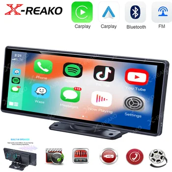 X-REAKO 10,26-Дюймовое Автомобильное Радио Беспроводной Carplay Android С Автоматическим Подключением Портативный Сенсорный Экран MP5 Камера Заднего Вида Голосовое Управление