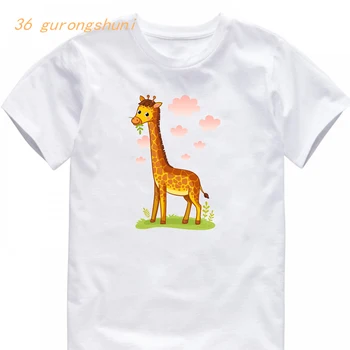 забавная футболка для девочек, милая футболка с рисунком животного жирафа для девочек, детская одежда, футболки для мальчиков, детские футболки, бесплатная доставка
