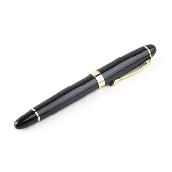 Высококлассная Перьевая ручка X450 черного цвета с глубоким изгибом, со средним резным наконечником, с золотой отделкой, перьевая ручка для учебы, Офисные ручки