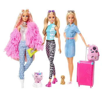 Оригинальная Кукла Barbie Extra Пушистое Пальто С Удлиненными Волнистыми Волосами Кукла С Гибкими Суставами Издание Игрушек Подарок Для Девочек GRN28 FWV25 GRB50