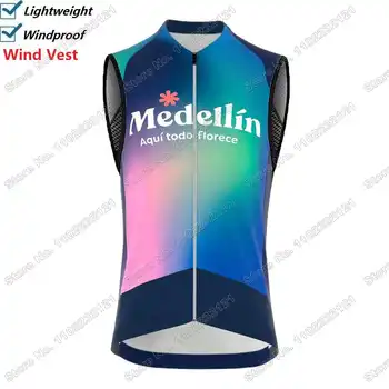2023 Team Medellín EPM Ветрозащитный Жилет Для Мужчин, Ветрозащитный Жилет Для Велоспорта, Без Рукавов, Бельгийская Велосипедная Ветровка MTB Maillot