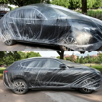 Портативный Одноразовый чехол для автомобиля Прозрачный Пластиковый Чехол для автомобиля Универсальный чехол для гаража от дождя и пыли с эластичной лентой Большой для Auto D7YA