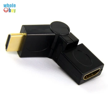 300 шт. /лот Универсальный HDMI 1.4 Угловой тип HDMI от мужчины к женщине 90 180 360 Градусов Вращающийся адаптер Позолоченные разъемы Черный