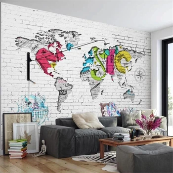 beibehang Индивидуальный большой модный художник по стене с картой мира Скандинавские граффити фон настенная живопись обои