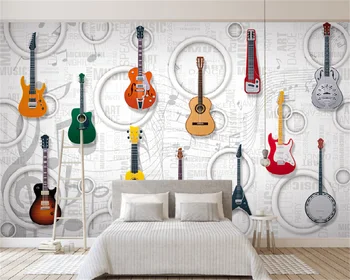 Обои на заказ гитара музыкальное оборудование КТВ бар украшение дома спальня гостиная диван 3D стерео инструмент фон настенная роспись