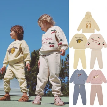 Одежда для маленьких девочек бренда KS 2023, новые Летние детские свитера, Свитшоты с милым принтом для мальчиков, Хлопчатобумажная верхняя одежда для маленьких детей, Пуловеры