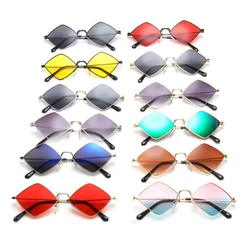 Солнцезащитные очки в форме ромба в стиле ретро Для мужчин и женщин в модной металлической четырехугольной оправе с защитой от ультрафиолета, солнцезащитные очки для велоспорта, Солнцезащитные очки