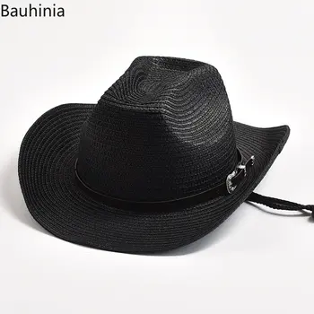 Летняя ковбойская шляпа в западном стиле из бумажной соломы для мужчин, модные ветрозащитные веревочные шляпы с загнутыми полями, Повседневная уличная Пляжная шляпа от солнца, сомбреро
