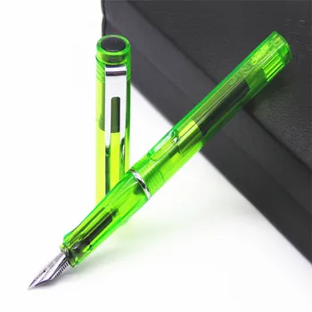 JINHAO 599 Прозрачная Зеленая Студенческая Четырехугольная Каллиграфическая Ручка Со Средним Кончиком Перьевая Ручка Новая