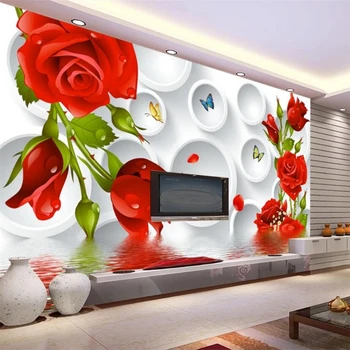 Beibehang papel de parede Пользовательские обои 3D фотообои круг водяная роза ТВ фон стены гостиная спальня 3d обои