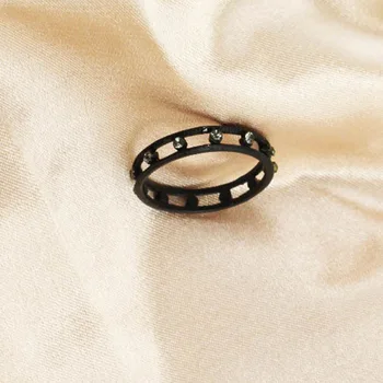 Черные полые геометрические кольца ручной работы, Винтажные женские украшения из хрусталя, подарок на день рождения Bague Femme