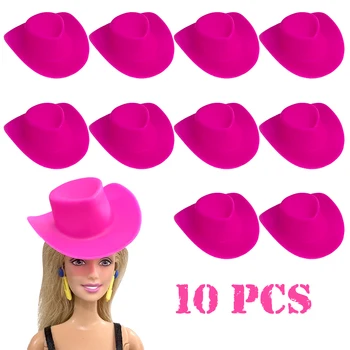 NK Official 10 шт., кукольные розовые ковбойские шляпы в западном стиле, шоу рыцарских шляп для девочек, реквизит 1/6, дорожные шляпы для куклы Барби, аксессуары для игрушек