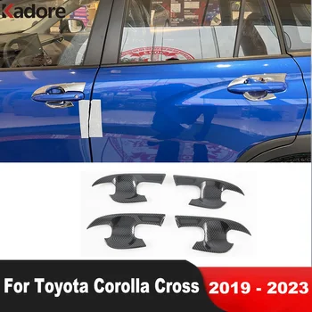 Для Toyota Corolla Cross 2019 2020 2021 2022 2023, Ручка боковой двери автомобиля из углеродного волокна, Накладка на чашу, Молдинг, Внешние Аксессуары