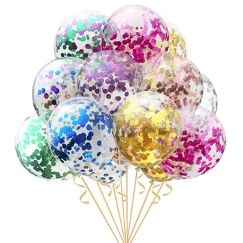 12-дюймовые прозрачные конфетти из латекса, воздушные шары, украшения для вечеринки по случаю дня рождения, воздушные шары с блестками