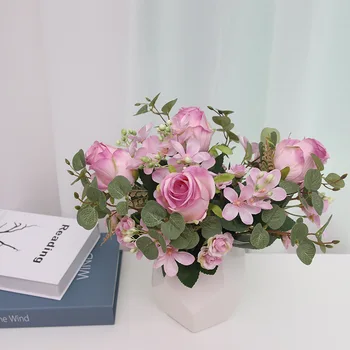 5 зубцов искусственного цветка розы true touch искусственный букет искусственный цветок свадебное украшение цветок для домашнего сада decorat