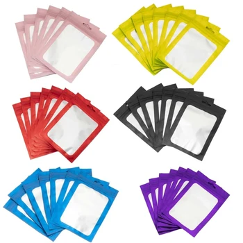 50 шт. разноцветных пластиковых пакетов самоуплотняющегося многоразового использования, маленьких колец с застежкой-молнией, подвесных сумок для ювелирных изделий, подарочных мешочков