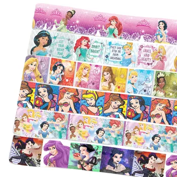 Disney 5 ярдов разноцветной ленты с принтом принцессы для девочек в крупный рубчик для бантов, поделки, мультяшные ленты, 5Yc8051