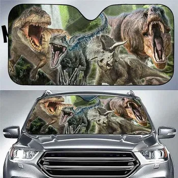 Солнцезащитный козырек для автомобиля с принтом животного Тираннозавра, подарок фанатам динозавров, автомобильный солнцезащитный козырек.