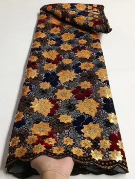 Новая Многоцветная Вышивка Листьями, Африканская кружевная ткань, Высококачественное Вечернее платье в Нигерийском стиле, Французский Тюль, Кружевные материалы, ткань