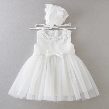 Платье Принцессы для маленьких девочек, белые кружевные платья, элегантные платья для младенцев на день рождения, свадьбу, вечеринку, крещение, одежда для малышей 0-24 м