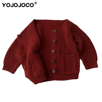 Детская одежда от 0 до 3 лет, осенне-зимний теплый свитер для мужчин и женщин, детский вязаный кардиган, однотонный свитер, детская вязаная куртка