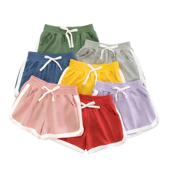 Летние детские штаны, хлопковые дышащие домашние шорты для девочек, повседневная одежда для мальчиков, однотонные детские шорты, 4 цвета