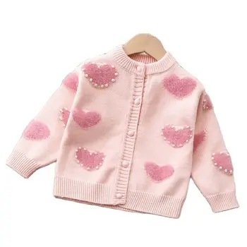 Детская повседневная куртка 2023 Осень-зима Love Pearl Детское вязаное пальто Детская одежда для девочек Верхняя одежда 2-6 лет
