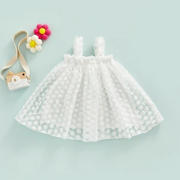 Citgeett Летнее повседневное платье для девочек с белым цветочным узором, юбка без рукавов с открытыми плечами, костюм
