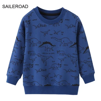 SAILEROAD Весенняя новая одежда для мальчиков 2-7 лет Хлопчатобумажная верхняя одежда с мультяшным динозавром, детские топы для девочек, толстовки с капюшоном для малышей