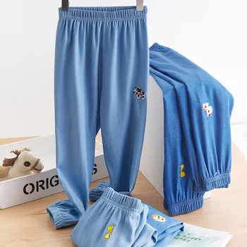 Детские штаны от комаров, летние светло-голубые штаны для мальчиков и девочек, Корейская свободная и модная верхняя одежда, спортивные брюки-фонарики