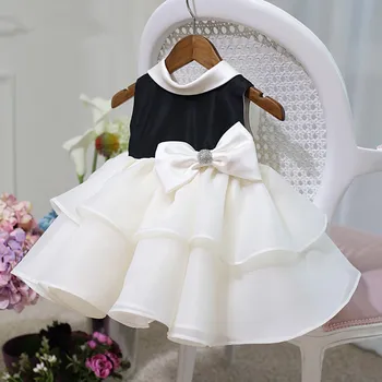 Платье для девочки для крещения с бантом из бисера Новорожденный 1-го года рождения, Свадьба, Крестины, Пасха, детское платье, одежда для младенцев