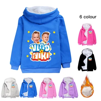 Детская зимняя одежда, детская теплая толстая бархатная куртка с капюшоном, куртки на молнии для маленьких девочек, одежда Влада Ники для мальчиков-подростков