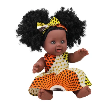 12-дюймовая африканская черная кукла с одеждой, подарок на день рождения для детей, милые игрушки для кукол из ПВХ