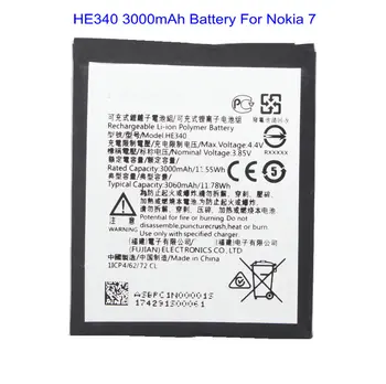 1x HE340 3060mAh/11.78Wh Сменный Аккумулятор Для Nokia 7 TA-1041 Batteries Bateria