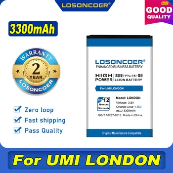 100% Оригинальный аккумулятор LOSONCOER LONDON 3300 мАч для UMI LONDON / Pixus Jet /Bravis A506 /Kiano Elegance 5.1