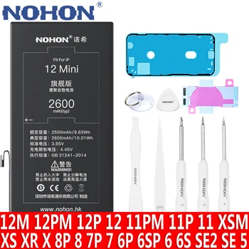 Аккумулятор NOHON Для Apple iPhone 12 Mini Pro MAX 11 X XS 8 7 6S 6 Plus XR SE SE2 8Plus 7Plus Литий-полимерный Аккумулятор Большой Емкости Bateria