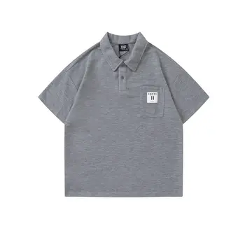 Винтажная простая однотонная рубашка поло с короткими рукавами в вафельном стиле, мужские модные брендовые Свободные повседневные топы на лето