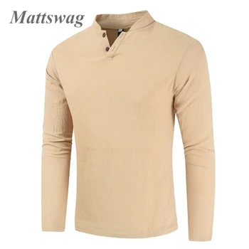 Шикарный мужской пуловер на двух пуговицах с V-образным вырезом, футболки, весна-осень, мужская одежда с длинным рукавом, Модная повседневная рубашка, сорочка Hombre