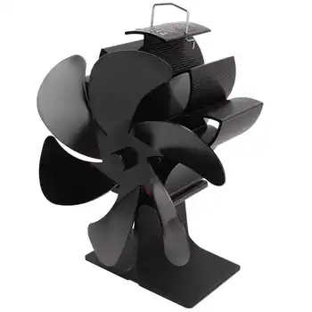 Вентилятор с тепловым приводом для печки Eco Fan с 6 лопастями черного цвета для пеллетных печей
