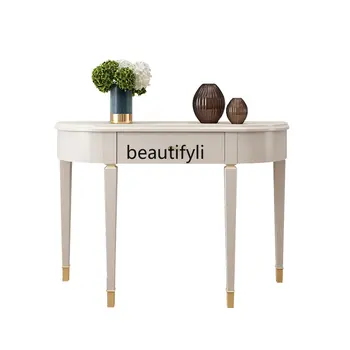 Светлый роскошный стол для прихожей, настенный Белый массив дерева, современный минималистичный домашний шкаф для прихожей