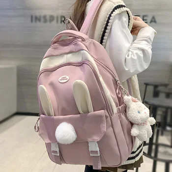 Новые женские Розовые Студенческие сумки Kawaii Travel с мультяшным рисунком, Женская Милая школьная сумка, Женский рюкзак для колледжа, Модный рюкзак для ноутбука для девочек