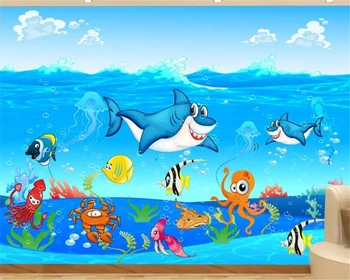 beibehang обои для детской комнаты Фреска 3d Подводный мир 3d фотообои настенные мультяшные декоративные фрески papel de parede 3d