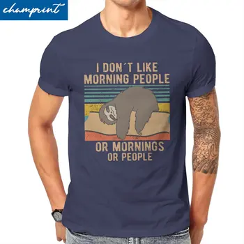 Я ненавижу утренних людей, футболки Mornings And People, мужчин с забавным медведем, хлопчатобумажную футболку, футболку с коротким рукавом, одежду больших размеров
