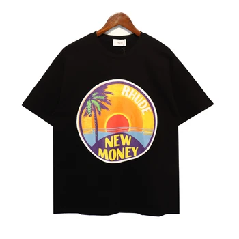 Негабаритная Новая футболка с буквенным принтом Sunrise Coconut Для мужчин и женщин, футболка высшего качества, свободные футболки, топы с коротким рукавом